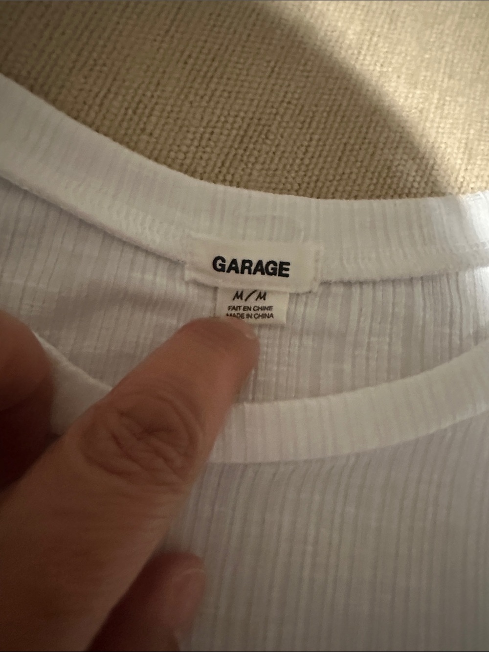 Garage White Ribbed Crewneck Tee